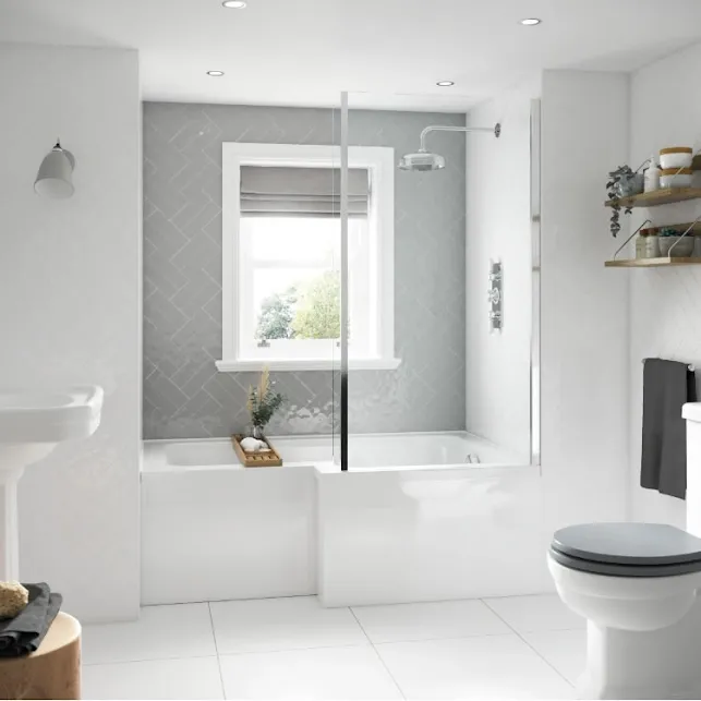 BC Designs Solidblue 1500mm L Shape Bath Panel White 3 BC Designs Solidblue 1500mm L Shape Bath Panel White