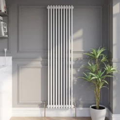 Park Lane Traditional Vertical Colosseum Double Bar Column Radiator White - 1800 X 470mm