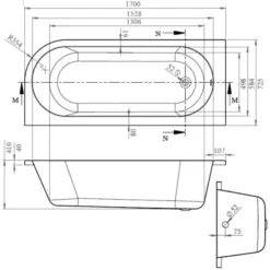 BC Designs Amerina 1700mm X 725mm Left Hand Corner Bath White - BAI028 -UK Bathroom Supplies Sales 7afa91f9 d89c 4daf a8fd c3a1e2c40523