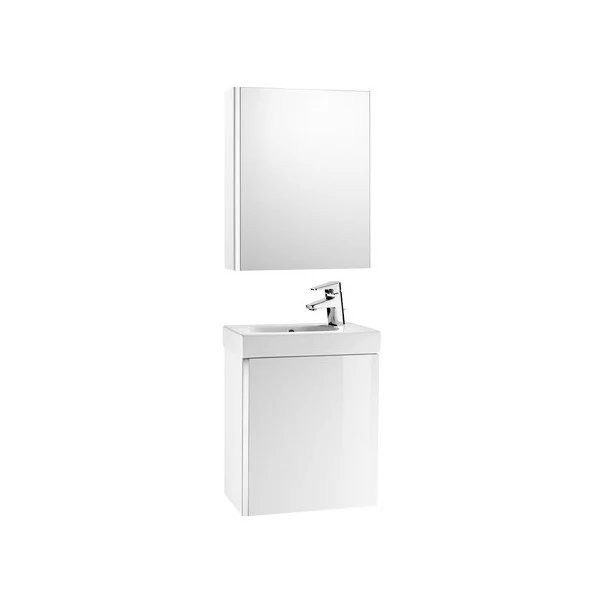 Roca Mini 450mm Basin Unit With Basin & Mirrored Cabinet Gloss White - 855866806 3 Roca Mini 450mm Basin Unit With Basin & Mirrored Cabinet Gloss White - 855866806