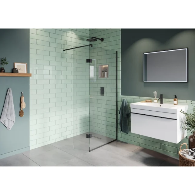 Loch Wetroom Screen And Pivot Screen 700mm X 350mm Black - PMN0351 3 Loch Wetroom Screen And Pivot Screen 700mm X 350mm Black - PMN0351