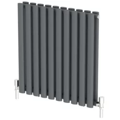 DuraTherm Horizontal Oval Tube Double Panel Designer Radiator - 600 X 600mm Anthracite -UK Bathroom Supplies Sales 8da9a640 b445 43e3 91d6 1211f831e936