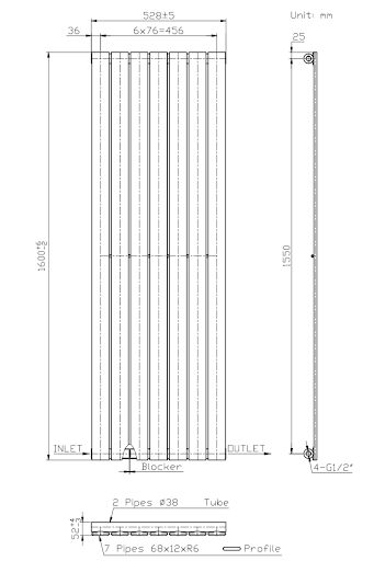 DuraTherm Vertical Single Flat Panel Designer Radiator - 1600 X 528mm Anthracite 9 DuraTherm Vertical Single Flat Panel Designer Radiator - 1600 X 528mm Anthracite - Image 7