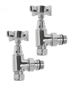Ultraheat 15mm Cross Head Angled Manual Radiator Valve And Lockshield Pack - Chrome - BCH850C