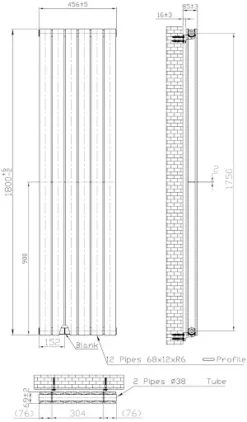 DuraTherm Vertical Double Flat Panel Designer Radiator - 1800 X 456mm Black -UK Bathroom Supplies Sales 97714dc5 1c7b 46cb b9ce a69589518cdc