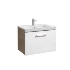 Roca Prisma 600mm 1 Drawer Basin Unit Gloss White & Textured Ash - 856875322