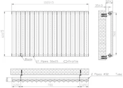 DuraTherm Horizontal Oval Tube Single Panel Designer Radiator - 600 X 1020mm Black -UK Bathroom Supplies Sales 9dd0298e d703 4f51 a42e c827c6f30495
