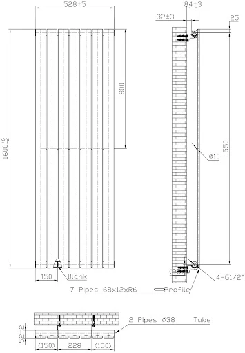 DuraTherm Vertical Single Flat Panel Designer Radiator - 1600 X 528mm Black 6 DuraTherm Vertical Single Flat Panel Designer Radiator - 1600 X 528mm Black - Image 4