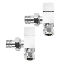 Discount Square Angled Manual Radiator Valve And Lockshield Pack 15mm Chrome - CUL850C