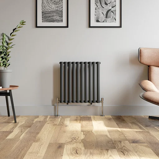 DuraTherm Horizontal Oval Tube Single Panel Designer Radiator - 600 X 600mm Anthracite 4 DuraTherm Horizontal Oval Tube Single Panel Designer Radiator - 600 X 600mm Anthracite - Image 2