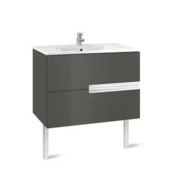 Roca Victoria-N UNIK 800mm 2 Drawer Basin Unit & Basin Gloss Anthracite Grey - 855832153
