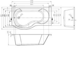 BC Designs SolidBlue P 1500mm X 850mm Left Handed P Shape Bath White - BAI020 -UK Bathroom Supplies Sales bf705348 47cb 4545 a77d 0a88d641b485