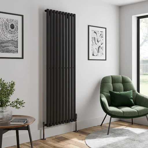 DuraTherm Vertical Oval Tube Single Panel Designer Radiator - 1800 X 600mm Black 4 DuraTherm Vertical Oval Tube Single Panel Designer Radiator - 1800 X 600mm Black - Image 2