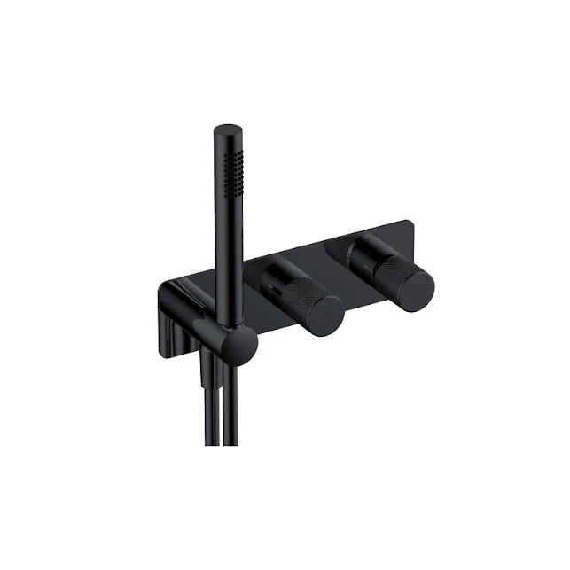 RAK Ceramics Amalfi Horizontal Dual Outlet Thermostatic Concealed Shower Valve And Handset In Matt Black - RAKAMA3305B 3 RAK Ceramics Amalfi Horizontal Dual Outlet Thermostatic Concealed Shower Valve And Handset In Matt Black - RAKAMA3305B