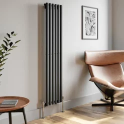DuraTherm Vertical Oval Tube Single Panel Designer Radiator - 1600 X 360mm Anthracite -UK Bathroom Supplies Sales ced212dc 7109 43e9 95bb d4f8d5d3770a
