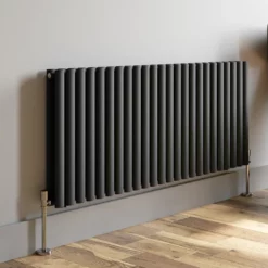 DuraTherm Horizontal Oval Tube Double Panel Designer Radiator - 600 X 1440mm Anthracite -UK Bathroom Supplies Sales cfa55469 7433 46d9 9779 034a4e815015