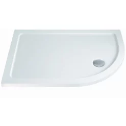 MX Elements Low Profile 900 X 760mm Stone Resin Offset Quadrant Non-Slip Shower Tray With Waste - RH