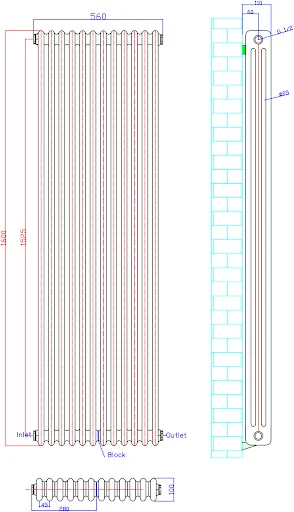 Park Lane Traditional Vertical Colosseum Triple Bar Column Radiator White - 1600 X 560mm 6 Park Lane Traditional Vertical Colosseum Triple Bar Column Radiator White - 1600 X 560mm - Image 4