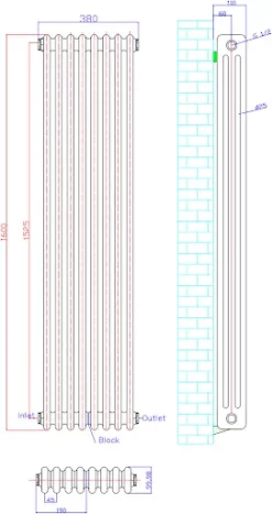 Park Lane Traditional Vertical Colosseum Triple Bar Column Radiator White - 1600 X 380mm -UK Bathroom Supplies Sales daec7c82 7c8a 4fa2 b666 cdfaee49d7ac