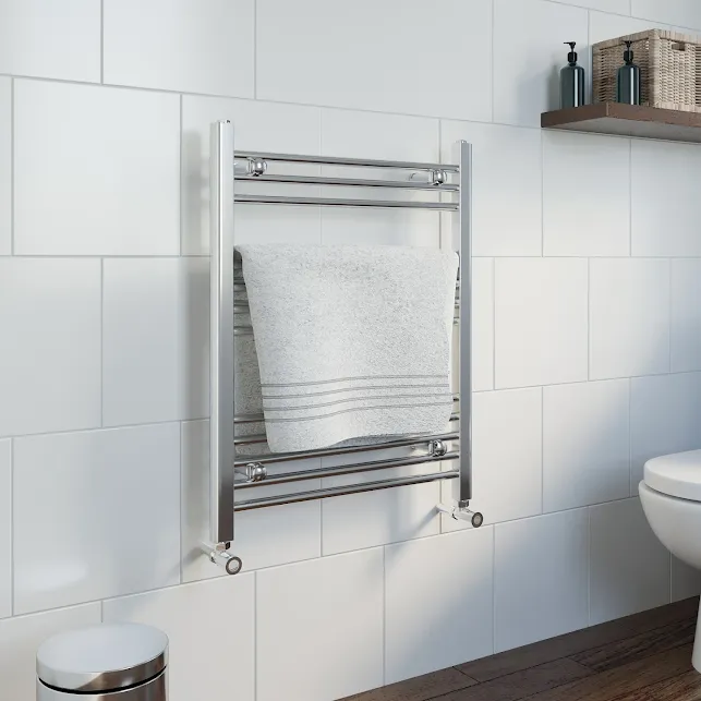 Essentials Heated Towel Rail Chrome 750 X 600mm Flat 4 Essentials Heated Towel Rail Chrome 750 X 600mm Flat - Image 2