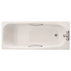Twyford Shallow Bath 1500 X 700mm 2TH Grips - SB1372WH