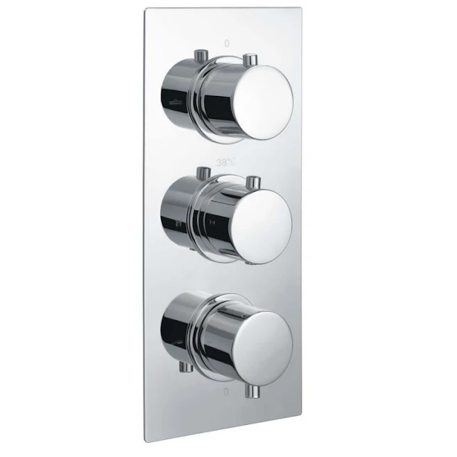 RAK Ceramics Round Triple Outlet 3 Handle Thermostatic Concealed Shower Valve - RAKSHW3204R 3 RAK Ceramics Round Triple Outlet 3 Handle Thermostatic Concealed Shower Valve - RAKSHW3204R