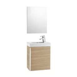 Roca Mini 450mm Basin Unit With Basin & Mirror Textured Oak - 855865155