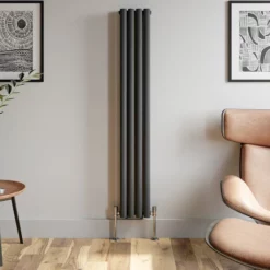 DuraTherm Vertical Oval Tube Double Panel Designer Radiator - 1600 X 240mm Anthracite -UK Bathroom Supplies Sales e4edbd0d 6ce8 4a9e 860a 61c426112c86