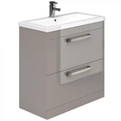 Essential Nevada Floor Standing Washbasin Unit And Basin With 2 Drawers 800mm Wide Cashmere - EFP303CA