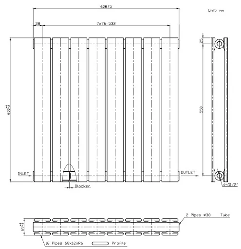 DuraTherm Horizontal Double Flat Panel Designer Radiator - 600 X 608mm White 9 DuraTherm Horizontal Double Flat Panel Designer Radiator - 600 X 608mm White - Image 7