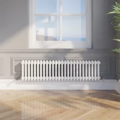 Park Lane Traditional Colosseum Double Bar Column Radiator White 300 X 1190mm