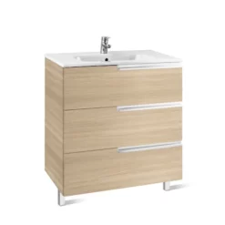 Roca Victoria-N UNIK 800mm 3 Drawer Basin Unit & Basin Textured Oak - 855837155