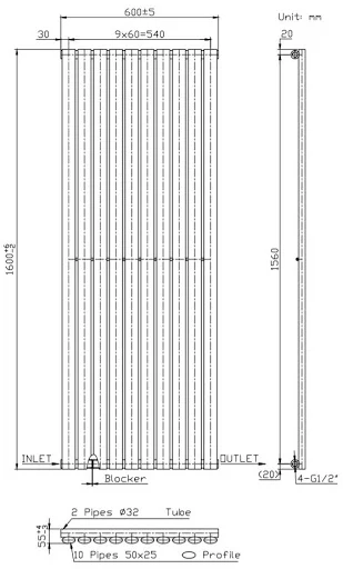 DuraTherm Vertical Oval Tube Single Panel Designer Radiator - 1600 X 600mm White 9 DuraTherm Vertical Oval Tube Single Panel Designer Radiator - 1600 X 600mm White - Image 7