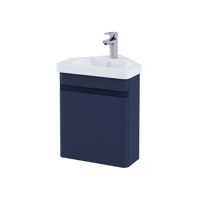 RAK Ceramics Resort 450 Corner Basin Unit In Matt Denim Blue - RAKRSTWBC45604 3 RAK Ceramics Resort 450 Corner Basin Unit In Matt Denim Blue - RAKRSTWBC45604