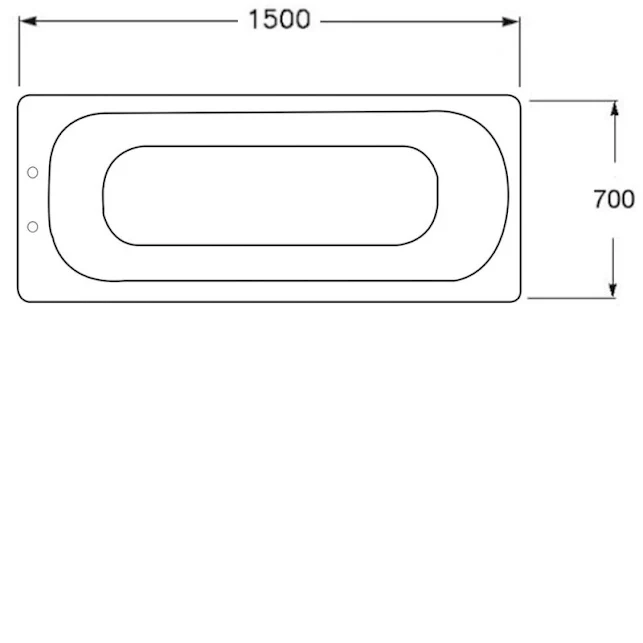 Essential 1500 X 700mm Single Ended Steel Bath With 2 Tap Holes White - ESB001 4 Essential 1500 X 700mm Single Ended Steel Bath With 2 Tap Holes White - ESB001 - Image 2