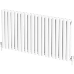 DuraTherm Horizontal Oval Tube Double Panel Designer Radiator - 600 X 1200mm White -UK Bathroom Supplies Sales fea9accd f74e 442a 9a6c eee7e2872511