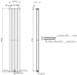 DuraTherm Vertical Double Flat Panel Designer Radiator - 1800 X 304mm White -UK Bathroom Supplies Sales fff943c6 5abe 4a25 97fd 39908b30fb93